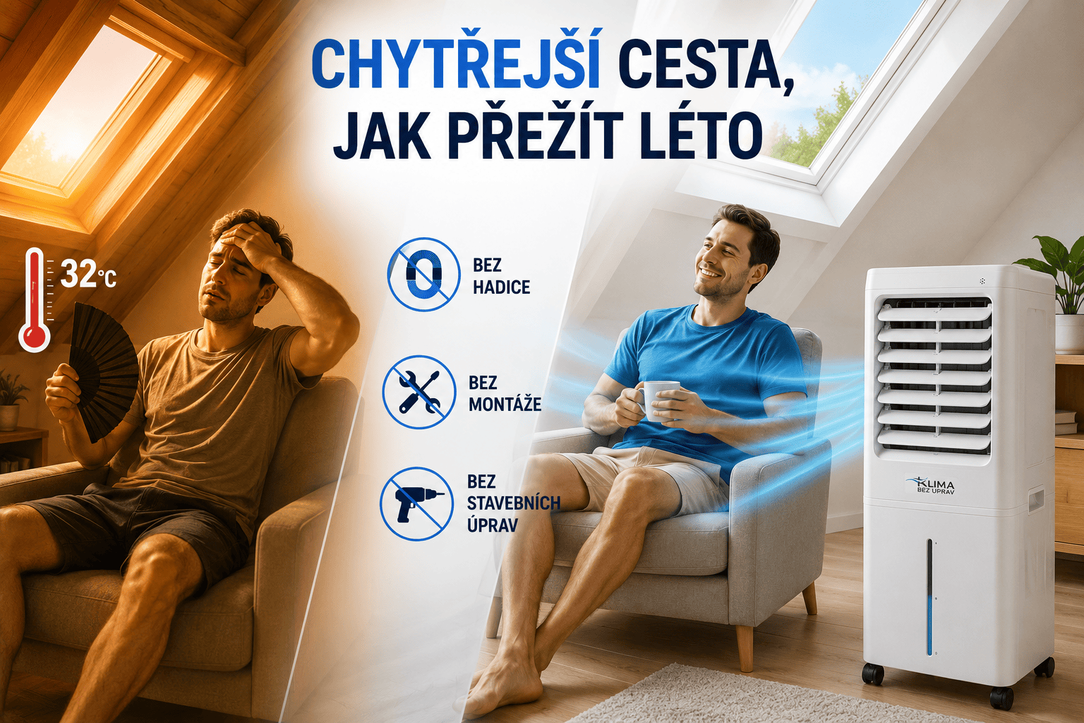 Odpařovací klimatizace bez hadice a stavebních úprav