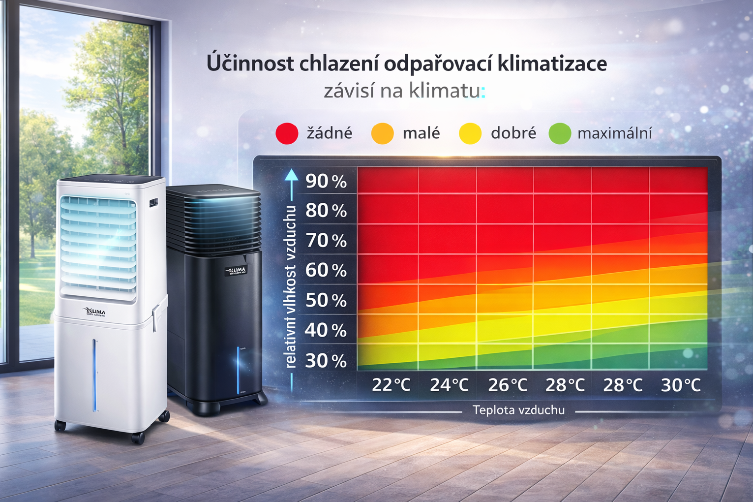 Účinnost chlazení závisí na klimatu